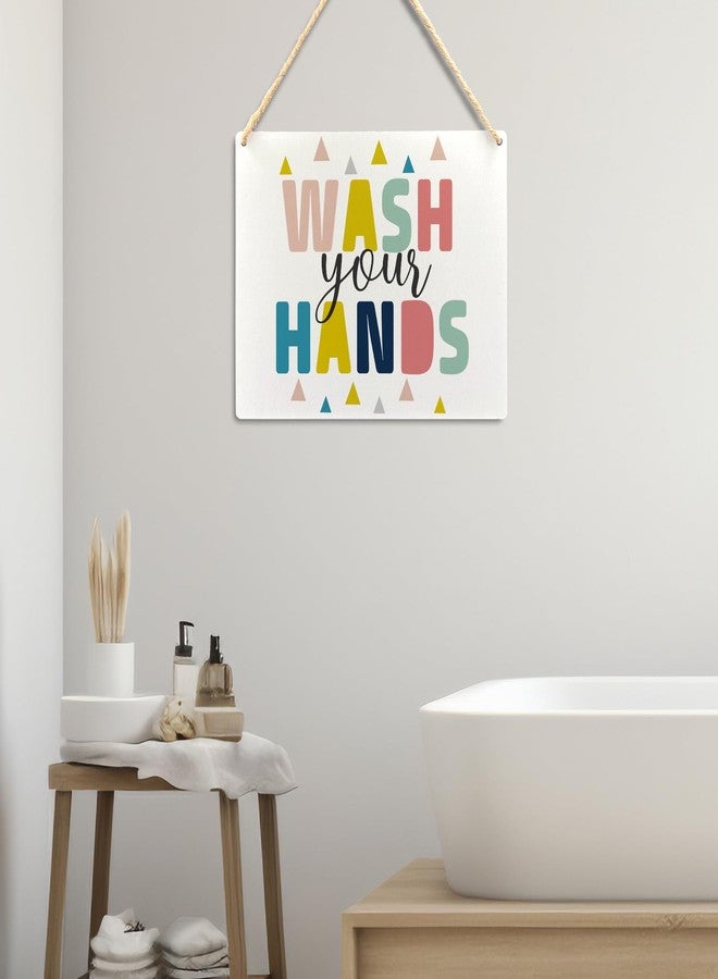 Ryeolo Kids Bathroom Wood Signs, Wash Your Hands Wall Hanging, Toddler Boy Girl Bathroom Decor, 10.2x7.8 Inches Wall Pediments - Image 5